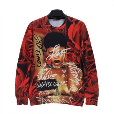 China wholesale Anti-wrinkle fleece square shoulders pullover casual 3d sublimation printed white unisex round neck long sleeves sweatshirt for sale