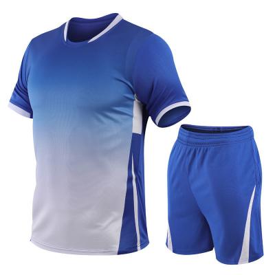 China Custom Soccer Jersey Fashion Mesh Football Track Two Piece Jogging Short Sets Suits Team Uniform Gradient Color Wholesale for sale