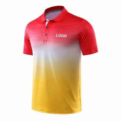 China QUICK DRY Custom Short Sleeve Button Down Polo Shirt Gradient Ramp School Sports Men's Casual Single Quick Dry Shirt Logo Shirt Logo Design for sale