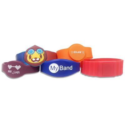 China Custom 13.56MHz FM1208 rfid magnetic wristband waterproof/silicone waterproof for sale