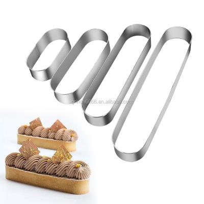 China Tiramisu DIY 4 Sizes Stainless Steel Mini Long Oval Mousse Ring Cake Mold Viable Metal Baking Pastry Tools Kitchen Accessories for sale