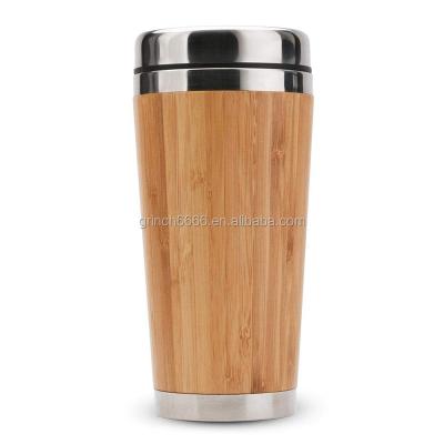 China 2021 Viable Bamboo Coffee Mug Stainless Steel Coffee Travel Mug With Leakproof Cover Insulated Coffee Accompany Reusable Mug Cup for sale