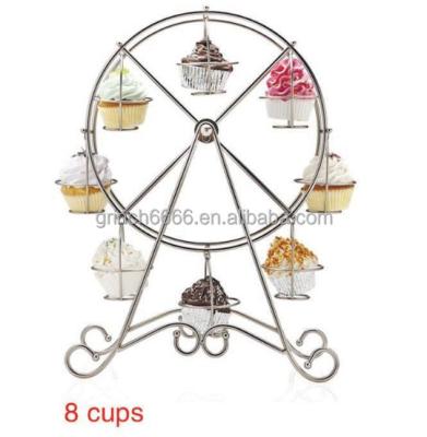 China Disposable Ferris Wheel Silver Cupcake Stand Display 8 Cup Wedding Party Supplies for sale