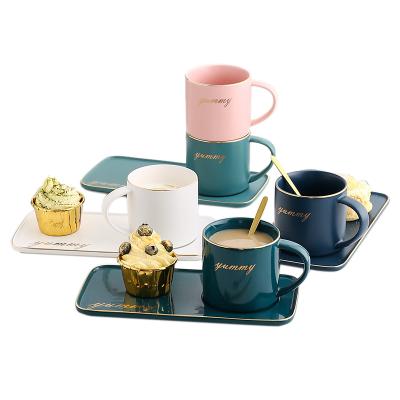 China Amazon Sustainable Coffee Mug and Plate Snack Set Breakfast Plate Coffee Mug and Bagel for sale