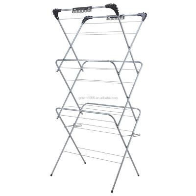 China 2020 3 Row Folding Indoor Airer With Drying Space Foldable Clothes Drying Laundry Rack for sale