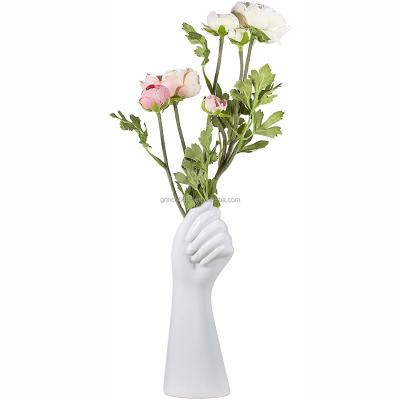 China Europe Human Body Hand Vase Ceramic Arm Body Shaped Small Modern Aesthetic Decorative White Ceramic Flower Vase Vases for sale