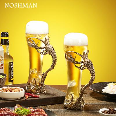 China Mid Century OEM Mid Century NOSHMAN Beer Soccer Festival Drinks Environmental Protection Lobster Beer Glass Mug for sale