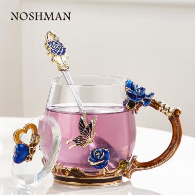 China Custom Viable Enamel Viable Crystal Glass Rose Water Cup Logo Creative Gift Environmental Protection Lead Free for sale