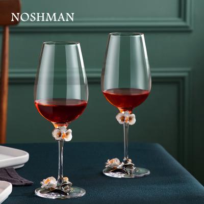 China Original Design Factory Direct Sales High Grade Original Red Wine Goblet Creative Glass Wedding Gift NOSHMAN Crystal Glass Cup Enamel Crystal 1 Pair for sale