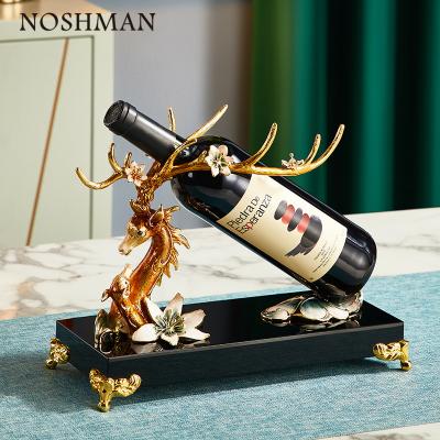 China NOSHMAN Contemporary Modern Slanted Living Room Table Top Wine Display Bottle Rack Racks Metal Countertops Show Gold Luxury Design for sale