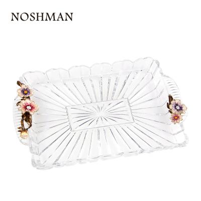 China Viable modern luxury viable tray NOSHMAN bandeja de fruit tea fruit tea tray Creative Crystal Glass Serving for sale