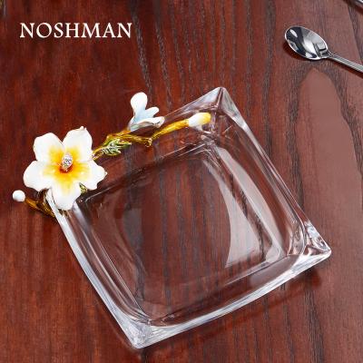 China Wholesale High Quality Creative Sauce Stocked Fruit Tray Dessert Christmas Birthday Gift NOSHMAN Enamel Crystal Glass Dish Dish Tray for sale