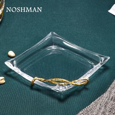 China European Stocked Stocked Frutas Plato Candy Fruit Dessert Bowl Tray Dish Home Decoration Enamel Crystal Glass Plate NOSHMAN Bowl for sale