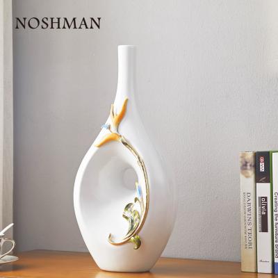 China Home Decor Hot Sale Florero Process Chandelier Vase Wire Drawing Hotel Wholesale Ceramic Family Ceramic Decoration for sale