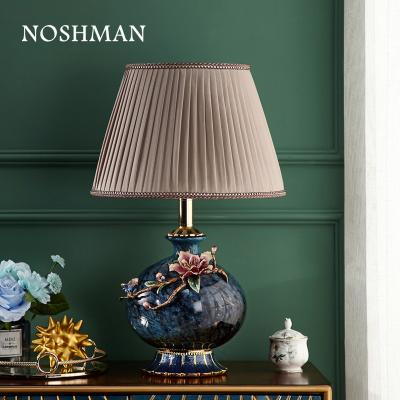 China NOSHMAN Modern Handcraft Bedroom Home Decor Lamparas de Mesa Florer Luxury Hotel Living Room Begonia Flower Enamel Glass Table Lamp for sale