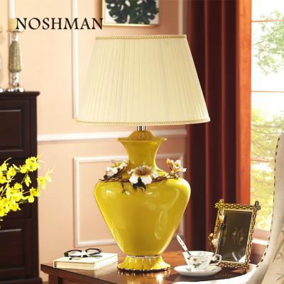 China Eco-Friendly Hotel Eco-Friendly Accessories Decoration Gift NOSHMAN Christmas Living Room Home Bedroom Beside Luxury Enamel Ceramic Table Lamp for sale