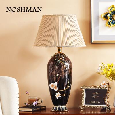 China NOSHMAN Lampara Enamel Mesa D'esmaltada Eco-Friendly Decoration Best Home Eco-Friendly Great Gift Colored Brown Glass Table Lamp Bedroom Beside Lamp for sale