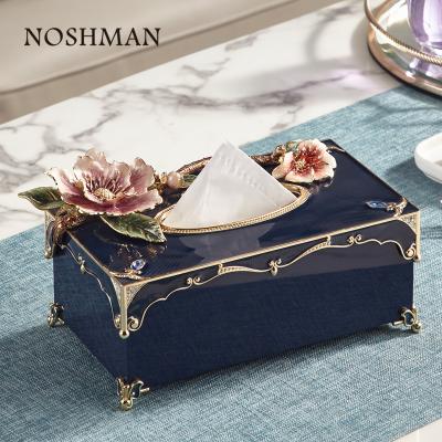 China Modern Luxury Art Decor NOSHMAN Caja de panuelos Christmas Gifts Adjust Color Holder Enamel Facial Tissue Box Galvanized Metal for sale