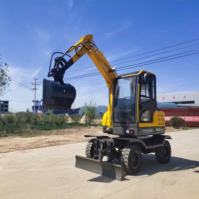 China Cultivate hot sale high performance 8 ton 4 wheel excavator heavy equipment with grabber rad bagger for sale