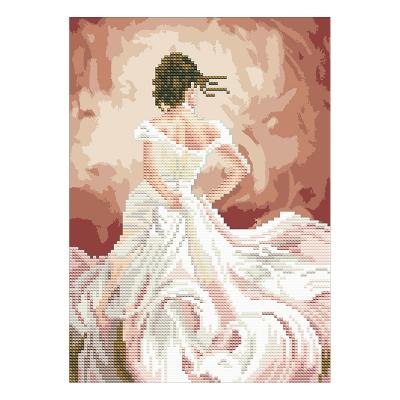 China New design dress girl handmade oil painting custom classic/postmodern white diy diamond painting by numbers for sale