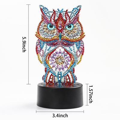 China New Arrival Cartoon Diy Diamond Painting Owl Design USB Lamp Decorative Small Light Set for sale