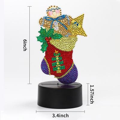 China 5D Diy Diamond Painting LED Handmade Lamp Multicolor Creative Christmas Stockings Cartoon Gift As Decro Piece for sale