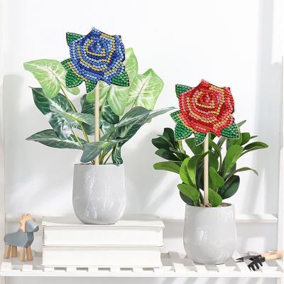 China Decorative Sticker Selling Handmake 5D Diamond Painting Plant Sticks Flos rosae rugosae bedroom decoration for sale