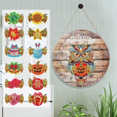 China CLASSIC Newcomer 5d diamond wall tin iron round iron round custom animal design owl wall art decoration diy painting for sale