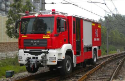 China Gauge aplicable 1435 mm Tanque de agua Camión de bomberos de ferrocarril 10.78 * 2.5m 500L espuma en venta