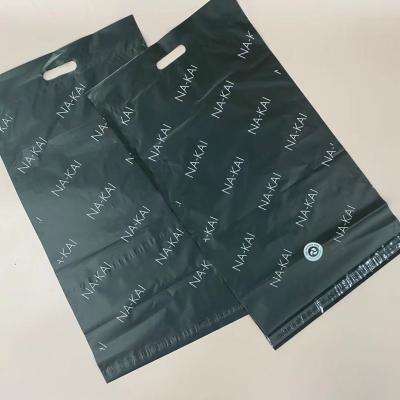 China Luxury Custom Logo High Quality Thick Black Poly Mailer With Handle Mailing Bags Packaging Plastic Bags for sale