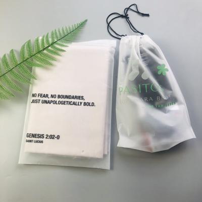 China Pack Custom Printed Garment Polythene Bag For Garment Swimwear Packaging, Translucent EVA Frosted Drawstring Plastic Bag for sale