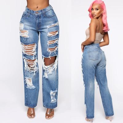 China 2021 new summer women's breathable jeans with holes and bullet free slim fit sexy women's jeans pants for sale