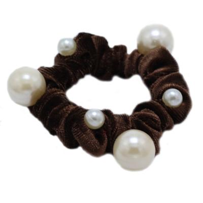 China [HA1009] Fashion high quality silky synthetic fabric with pearl hair accessories large size scrunchies. for sale