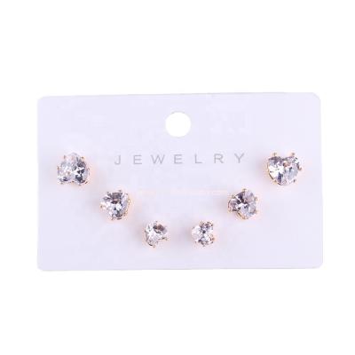 China [ER1024] Cute 3 pairs various size heart shape zircon stud earring combination set. for sale