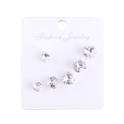 China [ER1036] Fashionable 3 pairs of various size heart zircon stud earring combination set. for sale