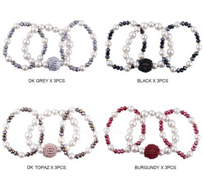 China BOHEMIA [BR1073] Tier 3 Multi - Bead, Faceted Glass & Seed Bead Bracelet for sale