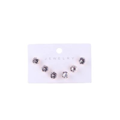 China CLASSIC [ER1015] 3 pair zirconia stud earring set in card. for sale