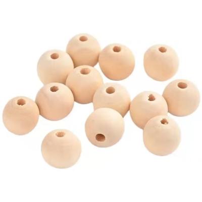 China Diy Decoration Free Sample 20mm Natural Wooden Beads For Jewelry Making Small Hole Baby Teething Bead Wooden Beads Wholesale for sale