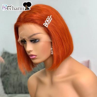 China Straight Remy Peruvian Lace Front Bob Wigs Ombre Color Human Hair T Wave Silky Straight Ginger Orange Lace Front Bob Wigs Part Lace Wigs for sale