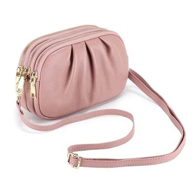 China 2021 Fashion Women's Body Bag Large Capacity Cell Phone Clutch Purse GENUINE LEATHER Crossbody Bag with Detachable Shoulder Strap for sale