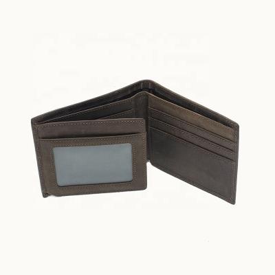 China Custom RFID Crazy Horse Wallet For Men Vintage Short Genuine Leather Wallets for sale