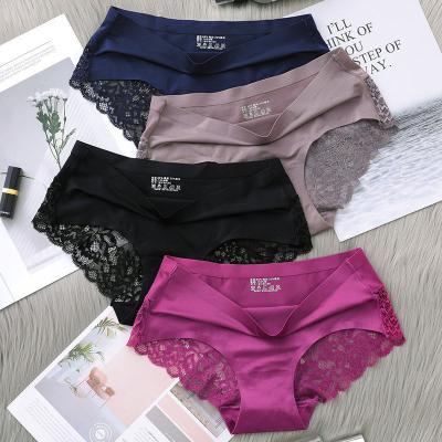 China Wholesale Women's Satin Stretch Antibacterial Hot Gummy Underwear Women's Briefs Girls Use Panties Lace Up Ladies Panties for sale