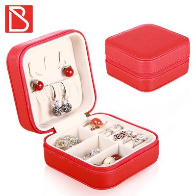 China Small Leather Case For Jewelry With Organizer Custom Travel Earring Ring Logo Necklace Storage Leather Jewelry Box Wholesale for sale