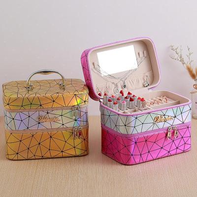 China Professional Double Layer Lipstick Ring Storage Vanity Case Professional Factory Price Vanity Box For Makeup for sale