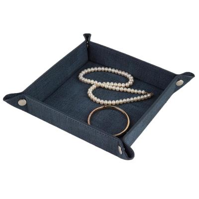 China Leather Valet Tray Trinkets Storage Tray Wholesale Handmade European Style Handmade Tray Crafts PU Coin Valet for sale