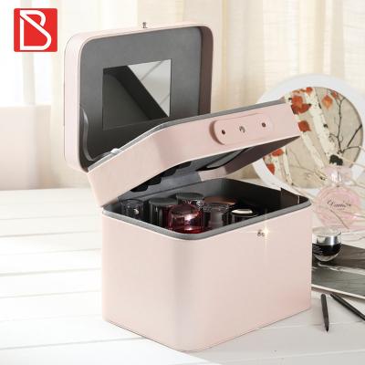 China Mirror Make Up Organizer for Cosmetics Case Vanity Box for Leather Makeup Box Travel Makeup Case Bag for sale