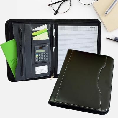 China Business.office.gift etc business folder genuine leather padfolio. set a4 zipper file for sale