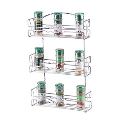 China Viable Kitchen Iron Wire Spice Box Organizer Shelf Cabinet Jar Bottle Holder Sliding Storage Rack for sale