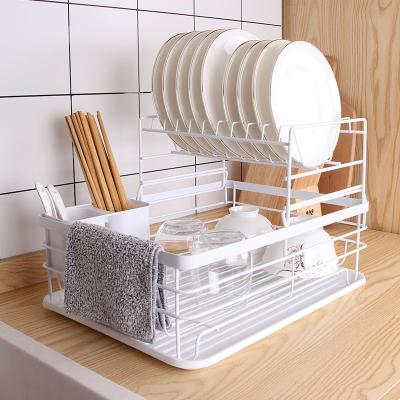 China Fengyue Kitchen Tray And Utensil Holder Two Tiers Stainless Steel Kitchen Sink Workable Dish Racks for sale