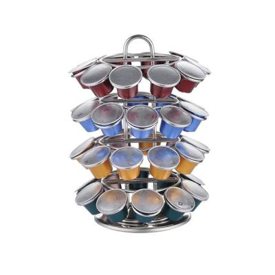 China Fengyue Chrome Rotating Turntable Stand Coffee Capsule Pod 2021 Viable Silver Holder for sale